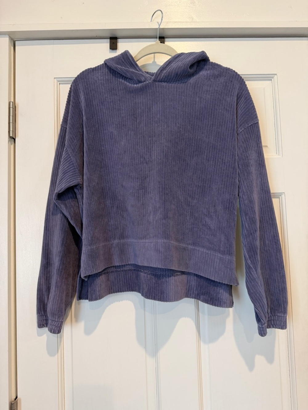 aerie Corduroy Hooded Pullover in Dusty Blue
